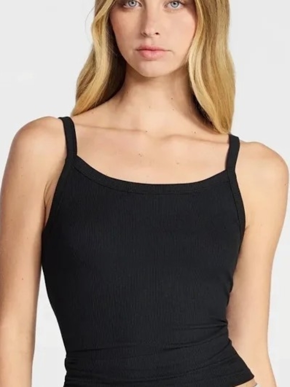 NOBO Black Ribbed Square-Neck Tank - Slim Straps Size 2XL